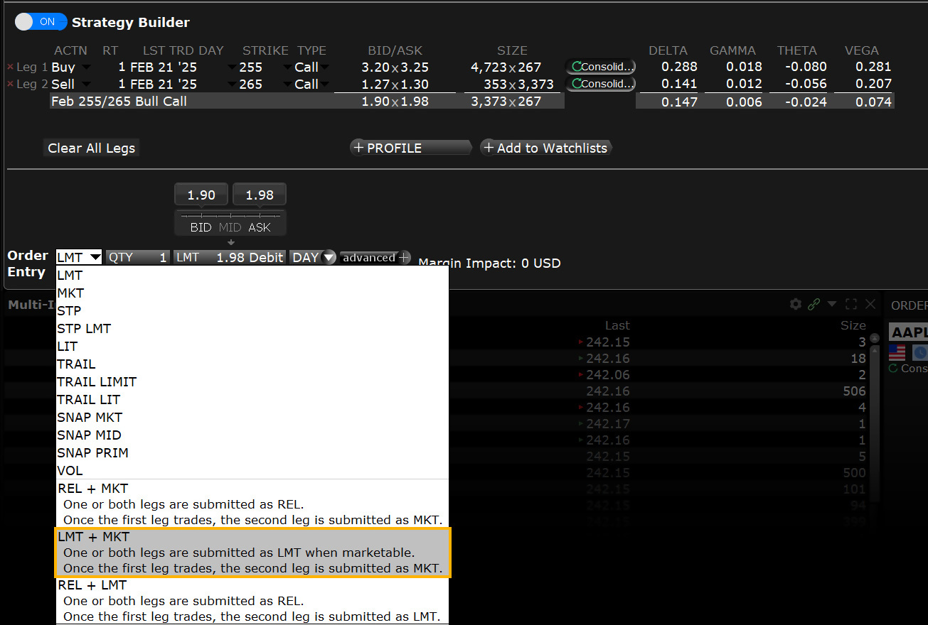 Limit + Market Order